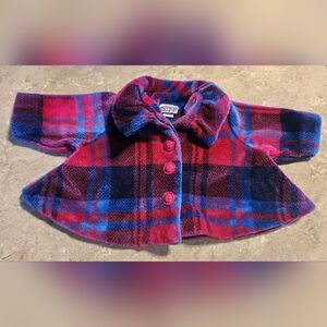 Storybook Heirlooms Vintage Plaid Holiday Pea Coat Girls Size 3t 90s Winter Pink